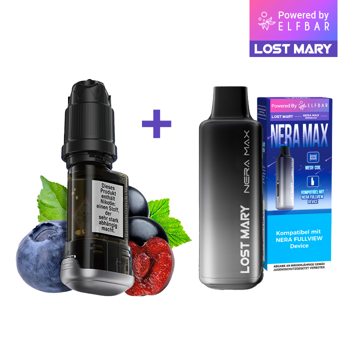 ELFBAR LOST MARY NERA MAX Refill Container Blueberry Cherry Blackberry inkl. Refillable Pod
