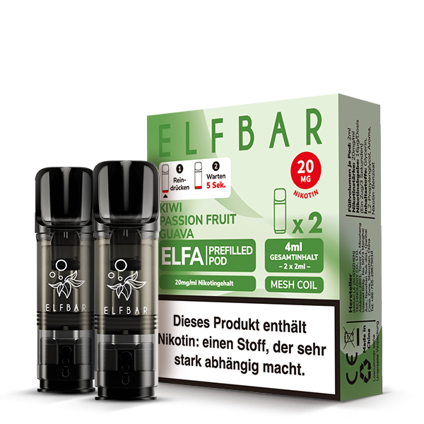 ELFBAR ELFA Kiwi Passion Fruit Guava 20mg Nikotin 2er Pack